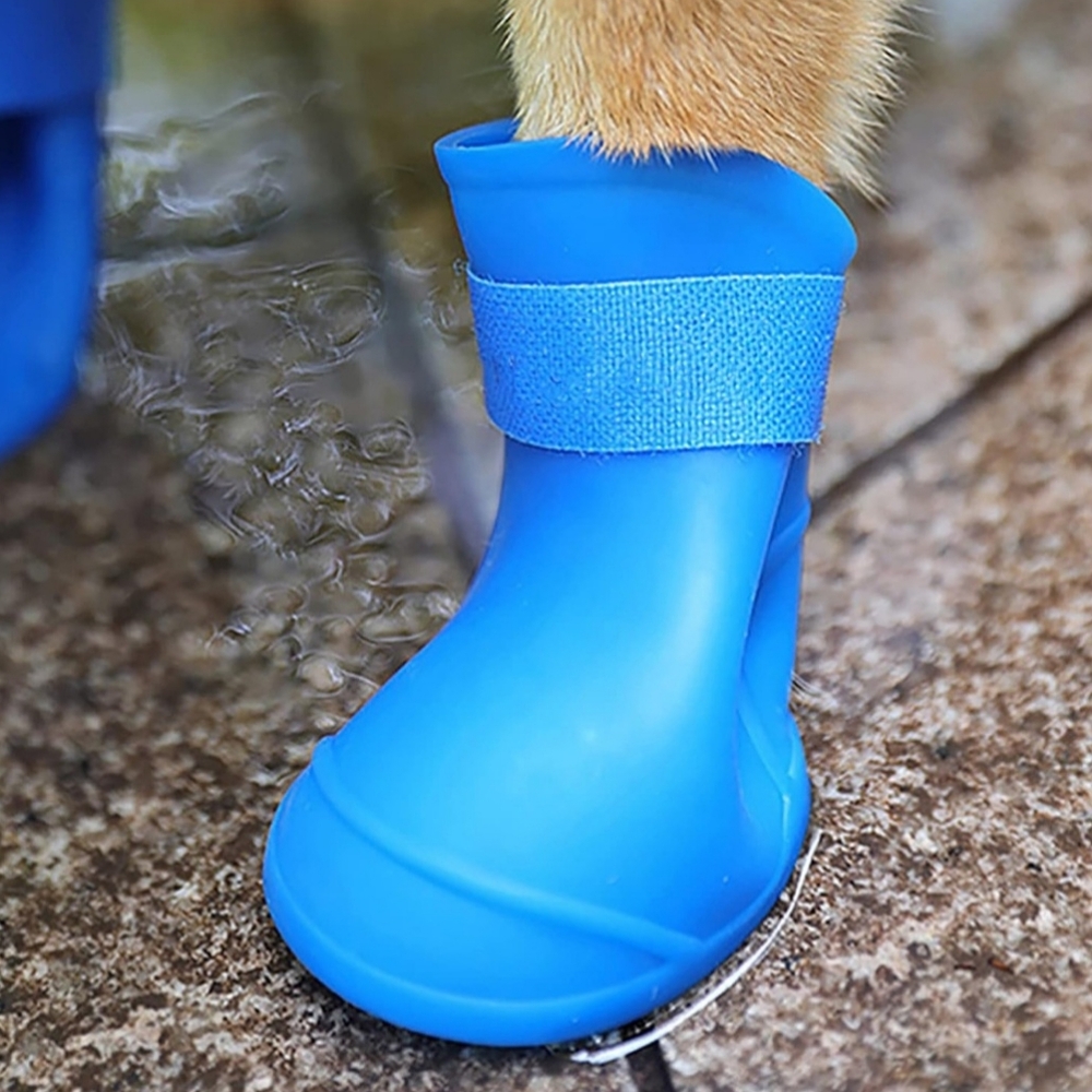 NWOT 🥀 PETSTORE Blue 4 PCS Waterproof Protective Silicone Dog Rain Boots - Picture 14 of 16
